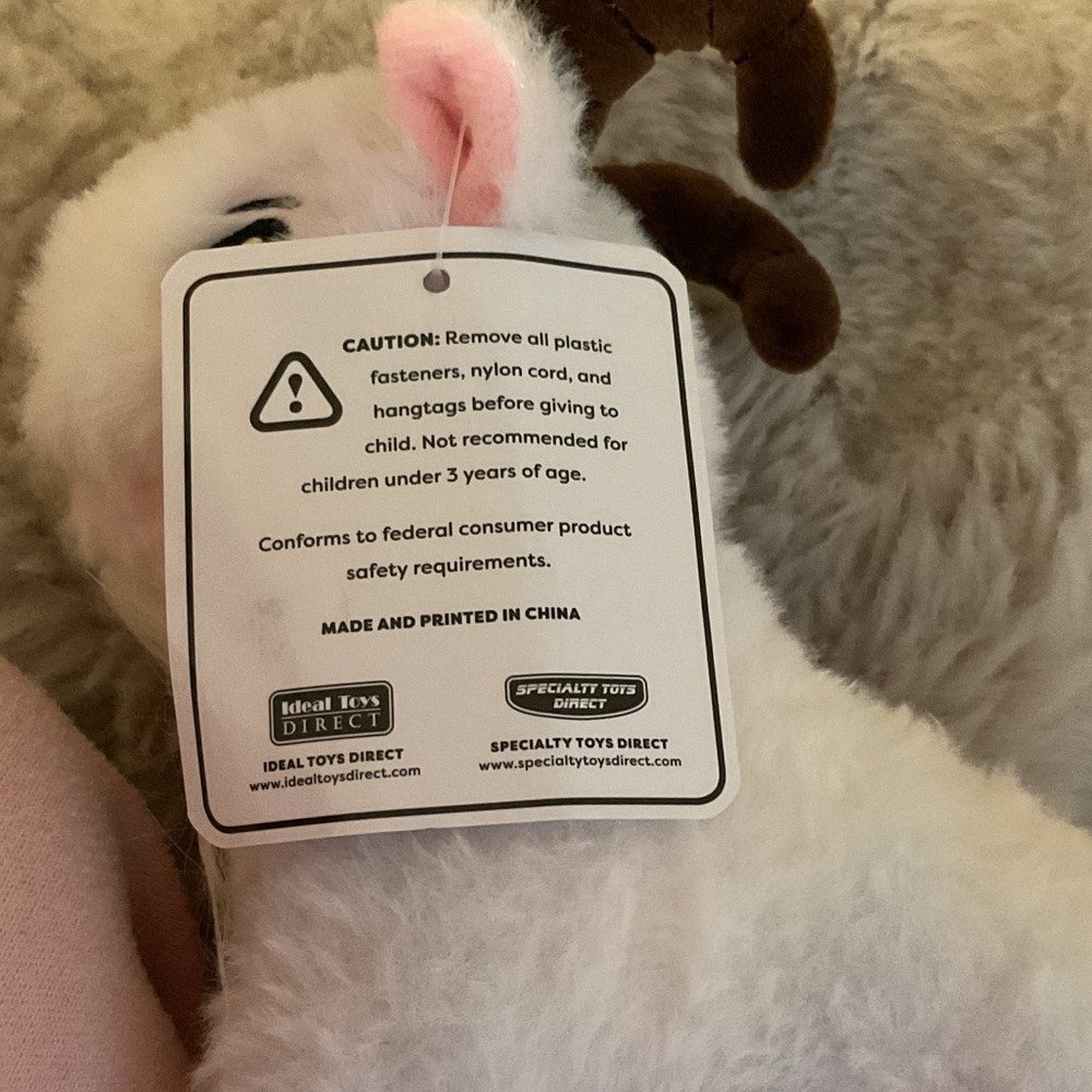 Plush Ram Stuffed Animal - Pink and White Soft Toy - Picture 3 of 3